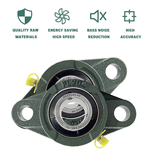 DEEPDREAM UCFL204-12 Pillow Block Bearing - Pack of 4 Flange Mounted Pillow Block Bearings 3/4 inch Bore Chrome Steel Bearings, Self Alignment Pillow Block Bearing - size: UCFL204-12-4pcs