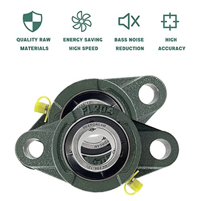 DEEPDREAM UCFL204-12 Pillow Block Bearing - Pack of 4 Flange Mounted Pillow Block Bearings 3/4 inch Bore Chrome Steel Bearings, Self Alignment Pillow Block Bearing - size: UCFL204-12-4pcs