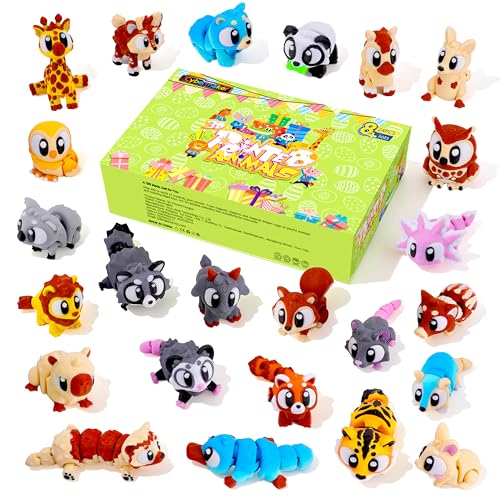 24PCS 3D Printed Animals, Multi-Color Articulated Animal Toys for Kids - style: 24P Upgrade Forest Animals