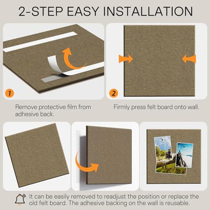 MaxGear Felt Bulletin Board 36" x 24", Espresso Felt Wall Tiles Push Pins - color: Espresso, size: 36" x 24"