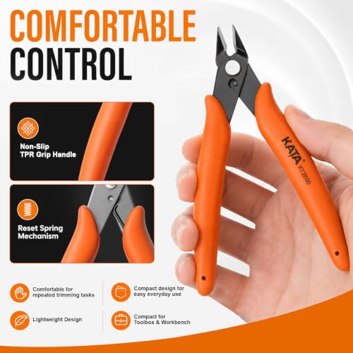 KATA Micro Wire Cutters, 5-Inch Precision Flush Cutter Tool for Electronics - color: 2 Pack 5" Orange