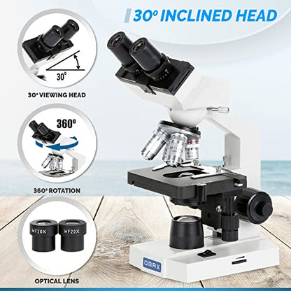 OMAX M82ES-SCP100-SAA50 Series LED Binocular Compound Microscope 2000X