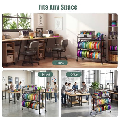 3D Printer Filament Storage Rack Filament Spool Holder with Wheels