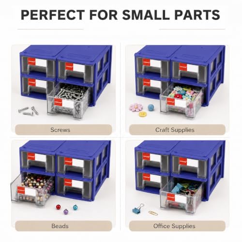 16 Pack Stackable Desk Organizer Drawers for Craft Storage Blue - color: Blue