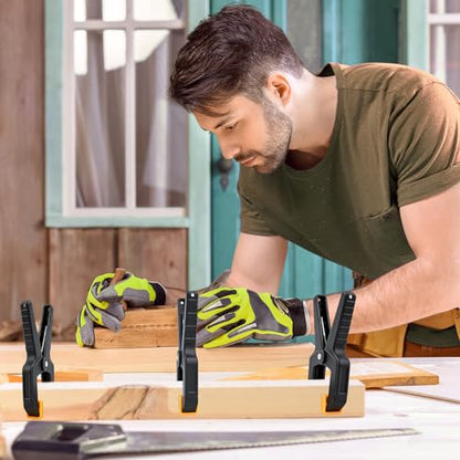 10 Pack Spring Clamps, Heavy Duty Plastic Woodworking Clamps & Multi-Use Hanging Clips for Balloon Arch Clips, Tarp Clips & Backdrop Holder, Durable Hand Tool Kit - color: Yellow-10pcs