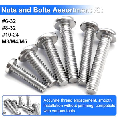408PCS Machine Screws Nuts and Bolts Assortment Kit, 304 Stainless Steel Bolts #6-32#8-32#10-24 M3 M4 M5 Phillips Pan Head Hardware Screw Assortment Kit, Assorted Bolts, Nuts and Washers Kit - size: SS #6 #8 #10 M3 M4 M5