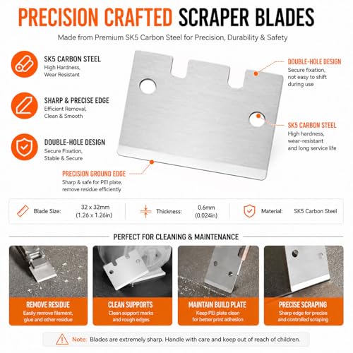 9pcs for Bambu Scraper Blade H4D Carbon Steel Replacement Blade Accessory
