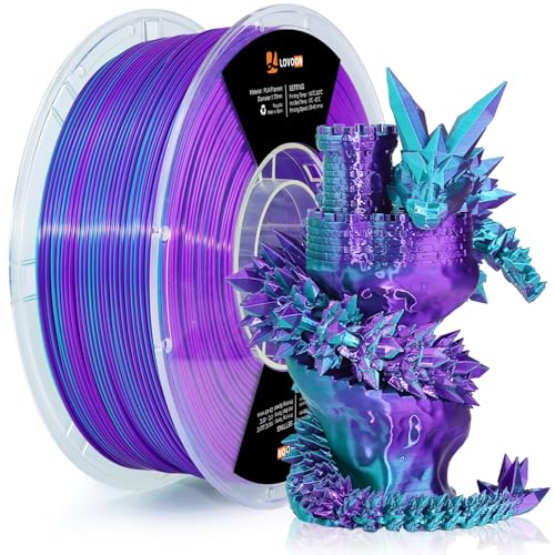 LOVOON 3D Printing Filament PLA Silk Multicolor PLA Filament 1.75mm DualColor Change by Angle Filament Fit Most 3D Printer& 3D Pen,Silk Teal/Dark Violet(Blue/Purple), 1KG(2.2lbs)/Spool - color: 2color Silk Teal/Purple, size: 1 kg