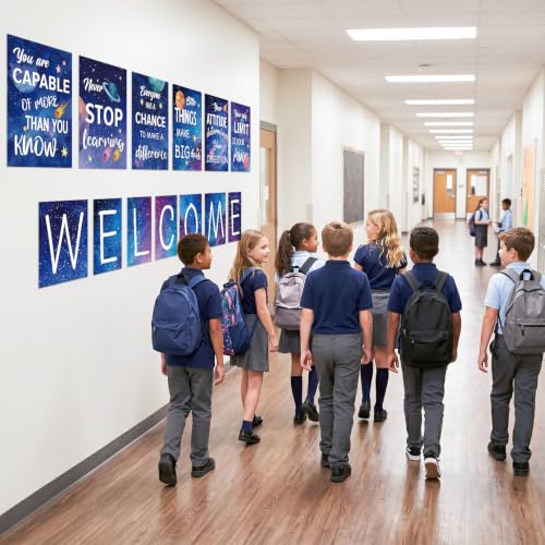 DUAIAI 13 Pieces Space Themed Classroom Decor Posters - color: Space