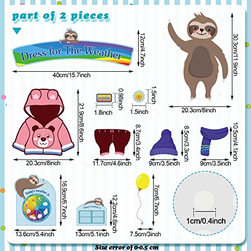 Spakon 103 Pieces Weather Chart Bulletin Board Set for Classroom Dress Weather Chart for Preschool Decoration Seasonal Bulletin Board Cutout Set for 100th Day of School Wall Decor (Cute Style) - style: Cute Style