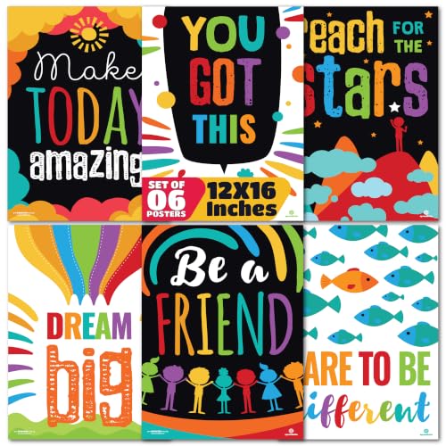 Sproutbrite 6 Pack 12” x 16” Educational Motivational Posters & Charts - color: Encouraging Poster
