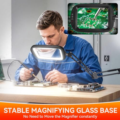 30X 10X Large Floor Magnifying Glass with Light and Adjustable Stand