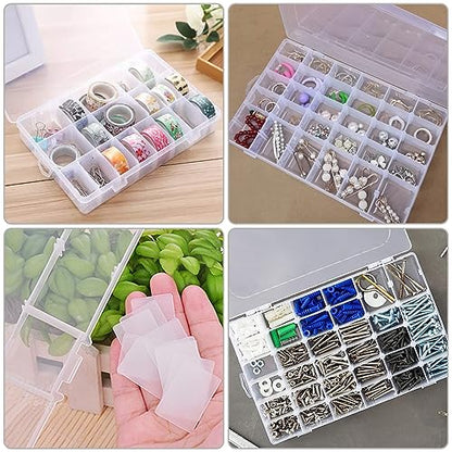 2Pack 12 Grids Craft Organizers and Storage Bead Organizer Tackle Box Organizer with Adjustable Divider, Plastic, Clear