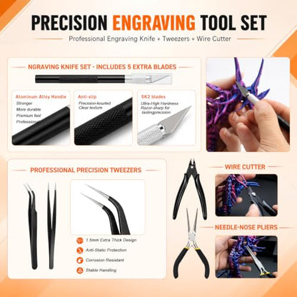 77 PCS 3D Printer Tool Kit with Storage Case,3D Printing Tools Set with Nozzle Cleaning Kit,Deburring Tool,Filament Cutter,Scraper and Accessories for Maintenance,Print Cleaning,Repair and Finishing