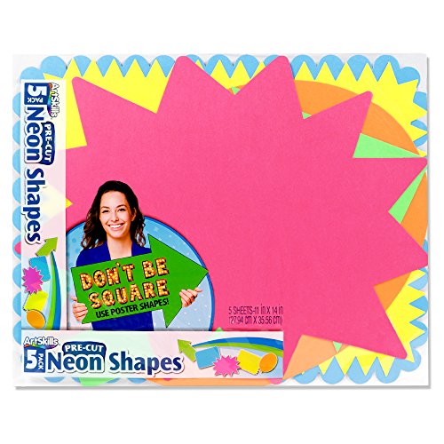 ArtSkills 11" x 14" Poster Board Shapes for School Poster Projects, Neon Colors, 5 Pieces