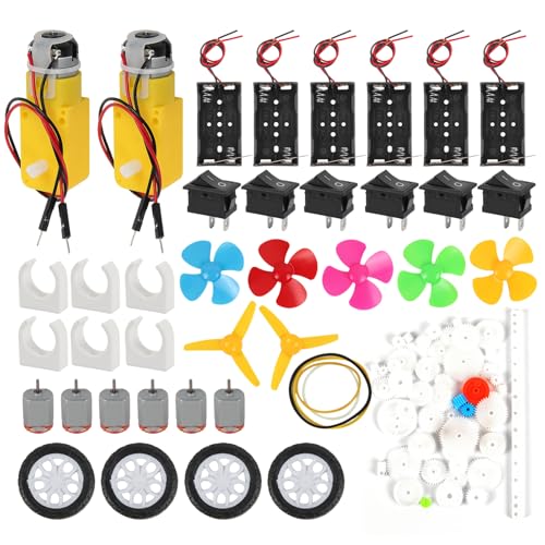DC Motors Kit DIY Science Projects DC Motor Kit 3V-12V 25000RPM Mini Electric Hobby Motors with Plastic Gears, Battery Holder, Boat Rocker Switch, Shaft Propeller - color: B kit