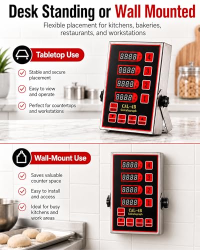 Commercial 4 Channels Digital Kitchen Timer, Calculagraph Fry Timer - size: 4 Channel
