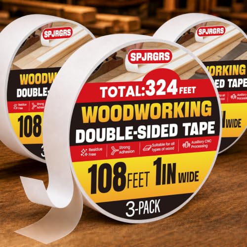 Double Sided Woodworking Tape1IN x 324 Ft (3 Pack) Residue-Free - size: 1 Inch x 324 Ft