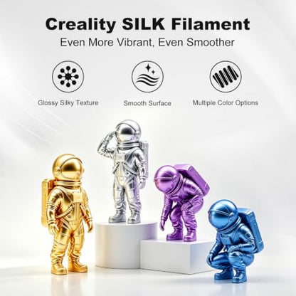 Creality Silk PLA Filament 1.75mm Shiny High Gloss 3D Printer Filament - color: Silk Gold & Silver & Blue & Purple