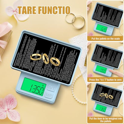 Digital Pocket Scale 1000g/0.01g, Diyife Portable Precision Gram Scale - color: Light Blue