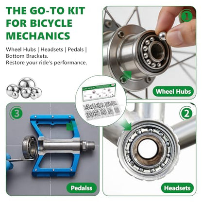 700 Pcs G25 Chrome Steel Bearing Balls Kit, 3/32"-1/4" Imperial - size: 700Pcs ASE