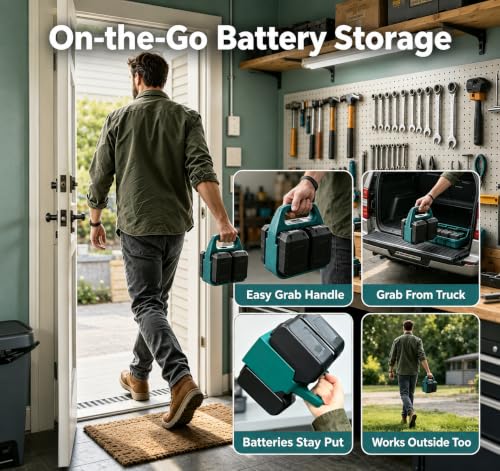4-Slot Battery Holder for Makita 18V 14.4V, Tool Storage Rack with Handle - size: MT-4