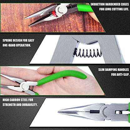 SPEEDWOX Mini Long Nose Pliers 5-1/2 Inches Chain Nose Pliers with Wire Cutter Long Needle Nose Side Cutters Serrated Jaw Precision Jewelry Making Tool for Handcraft Hobby DIY Jewelry Work - style: Long Nose Pliers