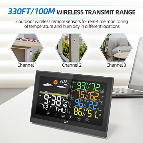 LFF Weather Station, Indoor Outdoor Weather Station Wireless with 3 Sensors
