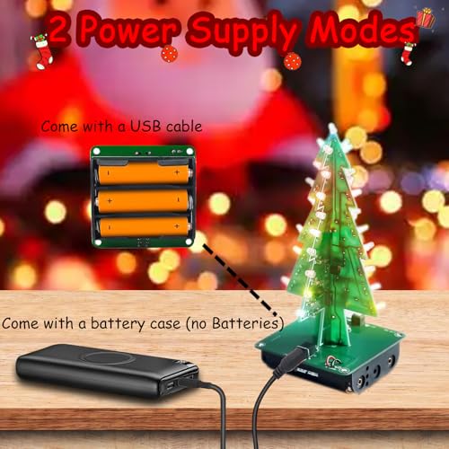 3D LED Christmas Tree Soldering Kit, 7 Color Flashing STEM DIY