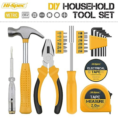 Hi-Spec Small Tool Kit Compact Set for Home and Office DIY, Yellow - color: Pale Yellow