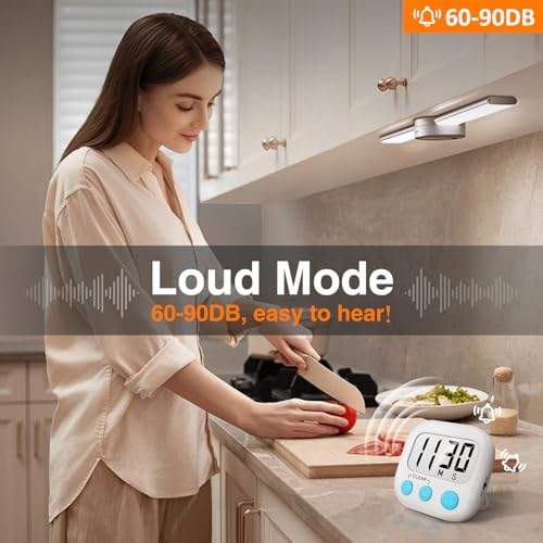 AOUCE Digital Kitchen Timers for Cooking, Timer for Kids 2 Pack White - color: White