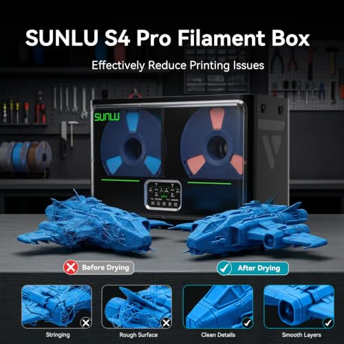SUNLU S4 Pro 3D Printer Filament Dryer Box, Upgrade Filadryer S4 (Black) - style: Dry&Anneal Box-S4 Pro FilaDryer Black