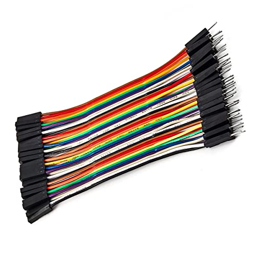 40pcs 10 cm (4 inch) Female to Male Multicolored Dupont Wire Breadboard Jumper Ribbon Cables Compatible with Arduino Projects(F/M) - color: Female to Male, size: 40 PCS - 10 cm