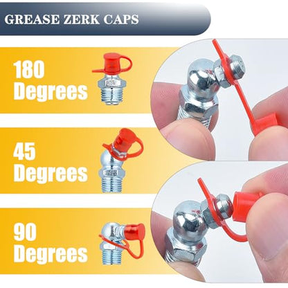 Grease Fittings Kit, 405Pcs SAE & Metric Grease Fitting Assortment, NPT 1/4" 1/8" M6 M8 M10 Straight 45 90 Degree Grease Zerk Fittings with Caps and Wrench Kit(7-11Mm) for Grease Gun - size: 405PCS SAE&Metric Assortment