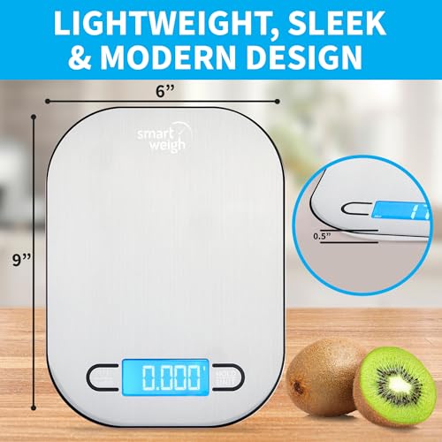 Smart Weigh Stainless Steel Kitchen Scale, 11 lb x 1g, Nutrition Tracking - color: Stainless Steel