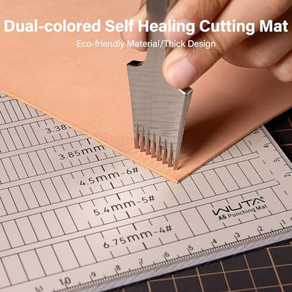 WUTA 8mm Thicken Cutting Mat Self Healing Cutting Mat, A5 Punching Board, Engraving Pad, Carving Knife Plate DIY Leather Craft Tools for Handcraft Project (8.6x5.9inch) - size: 8.6"L x 5.9"W