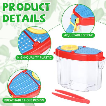 Halloscume 8 Pack Bug Catcher for Kids with Tweezers, Deep Colors - color: Deep Colors