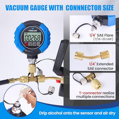 WISSCOOL Digital Vacuum Gauge, HVAC Micron Gauge Tester - color: Blue-G10