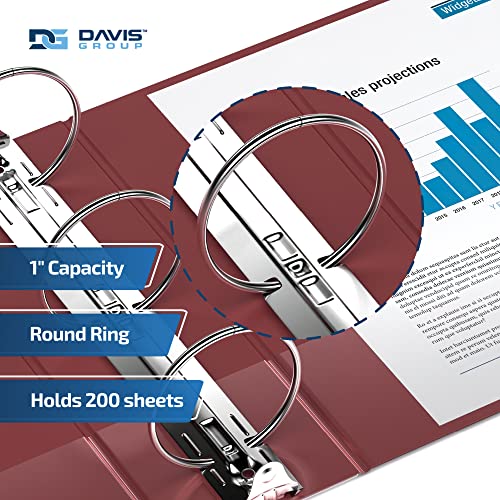 Premium Economy 3-Ring Binder, Spine Label, 1" Round Rings, Burgundy, 6 Pk - color: Burgundy, size: 1 Inch