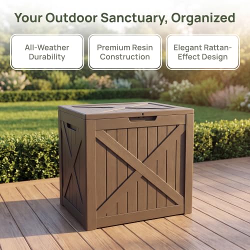 NicBex 32 Gallon Waterproof Resin Storage Deck Box, Light Coffee - color: Lignt Coffee-bs