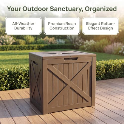 NicBex 32 Gallon Waterproof Resin Storage Deck Box, Light Coffee - color: Lignt Coffee-bs
