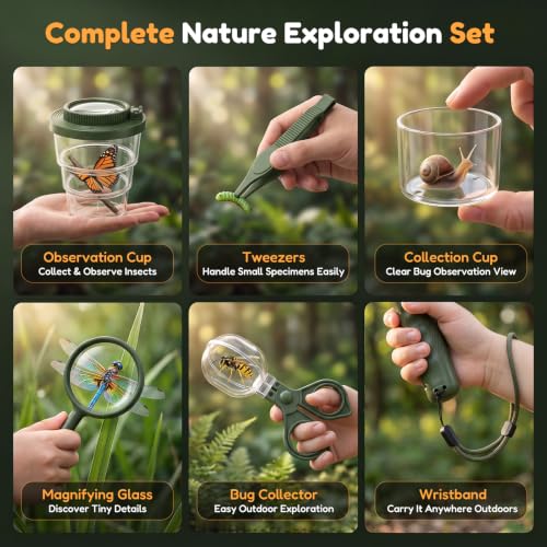 Kids Handheld Microscope Bug Catcher, STEM Educational Exploration Toy