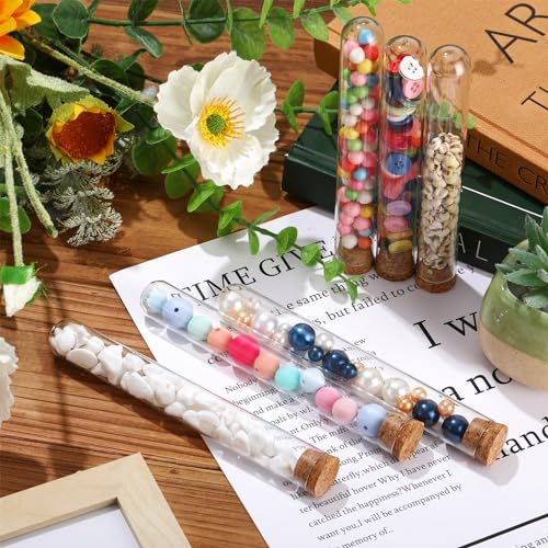 Thyle Glass Test Tubes Bulk with Cork Clear Stoppers, 20x150mm/35ml, 200 Pcs - size: 20x150mm/35ml