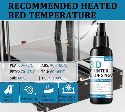 3D Printer Adhesive Glue Spray 200ml, High Tack, Anti-Warp for PLA ABS PETG