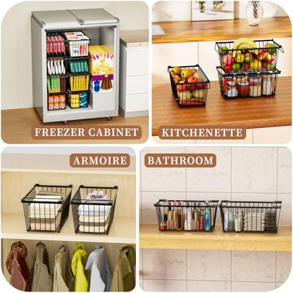 Enhanced Leak-Proof Bottom, Freezer Organizer Bins for 7 Cu.Ft,4 Pack - color: Black 4 Pack