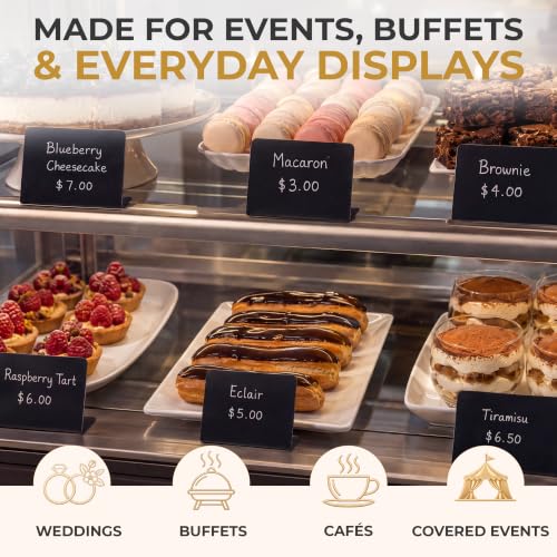 10 Pack Mini Chalkboard Signs 3x4 inch – Erasable Food Signs for Buffet - Catering - Bakeries & Parties - Small Black Chalkboard Labels - Tabletop Displays & Wedding Chalk Board Name Plates - style: L10