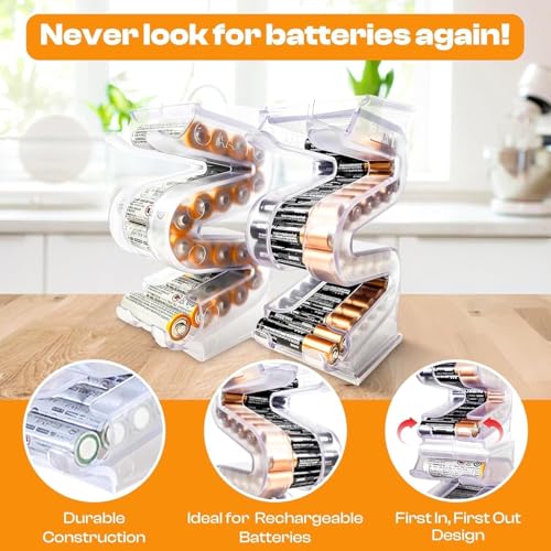Battery Ladder Case - Battery Organizer & Dispenser (AAA & AA) - color: 2 - Pack, size: AA & AAA