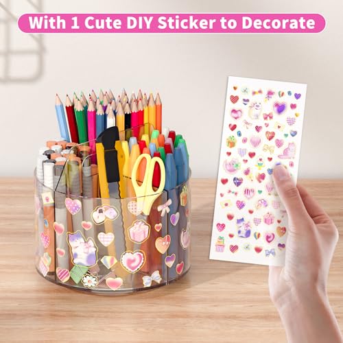 Acrylic Pencil Organizer for Desk Crayon Organizer with Adhesive Sticker - size: Medium x1 sticker