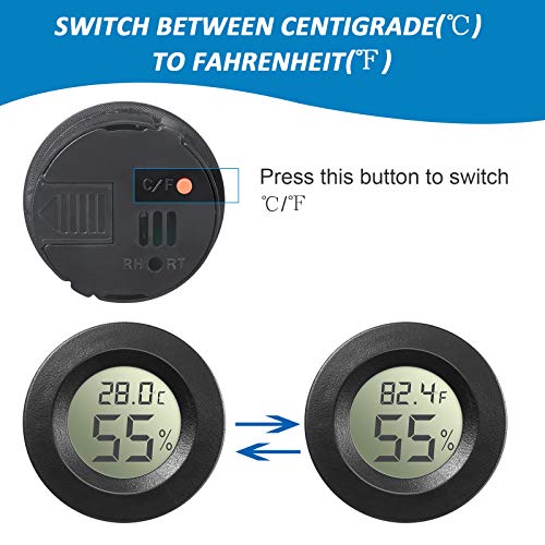 Weewooday 8 Pcs Mini Hygrometer Thermometer Digital LCD, Black - size: Black