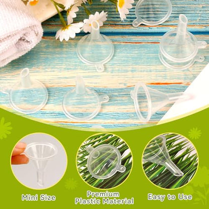 60 Pcs Mini Clear Plastic Funnel, Little Small Funnel Set Kit for Lab Bottles Essential Oils Perfumes Powder Spices Sand Art Capsule Kitchen - color: Clear-60pcs